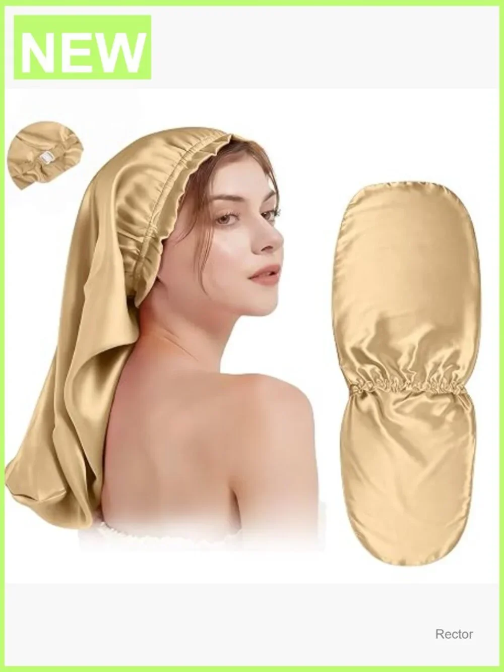 Mulberry Silk Adjustable Bonnet Sleep Cap, Long Turban for Curly Hair, Double